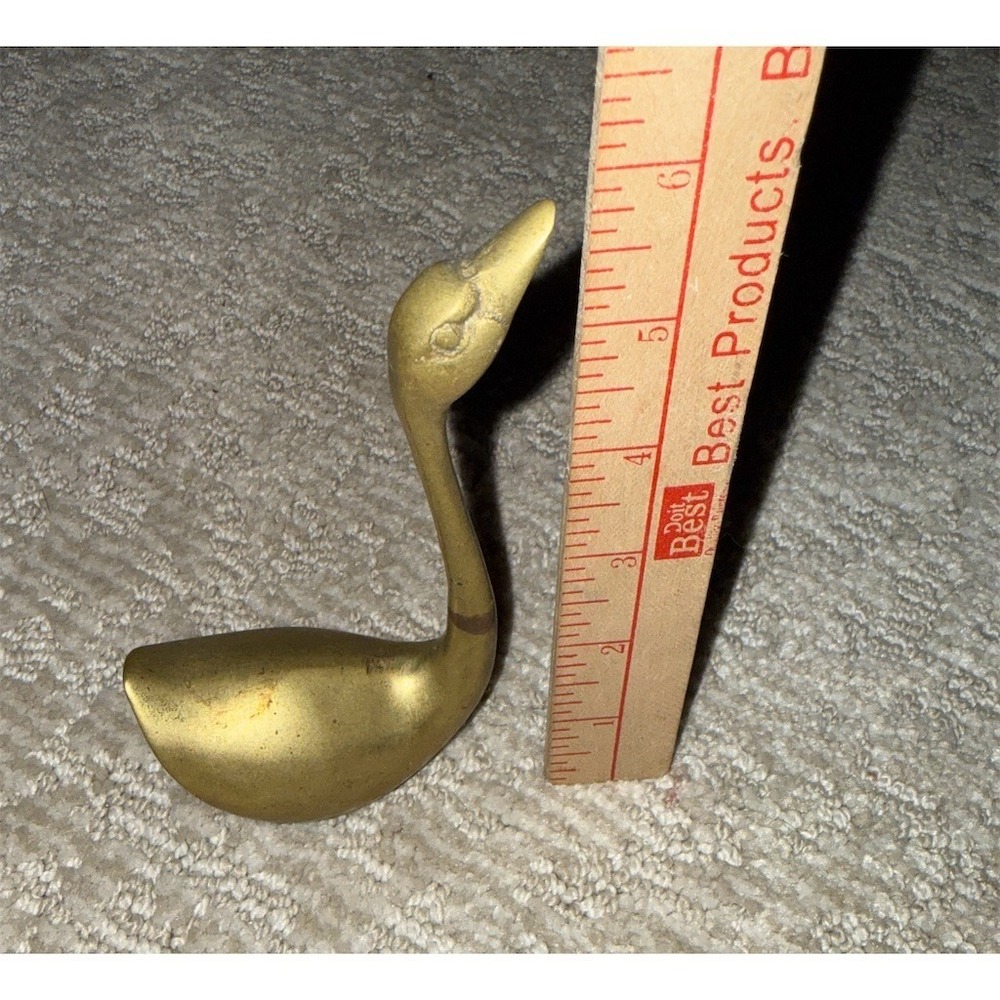 Vintage Brass Swan Figurine Gold Mid-Century Modern Tabletop Decor Classic retro - Picture 5 of 8